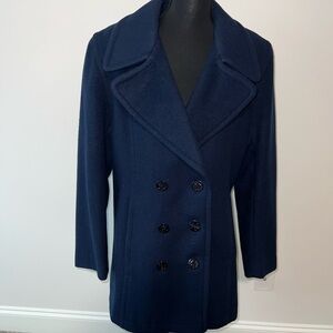 Women’s Halston Lifestyle Midnight Blue Wool Pea Coat Size 10
